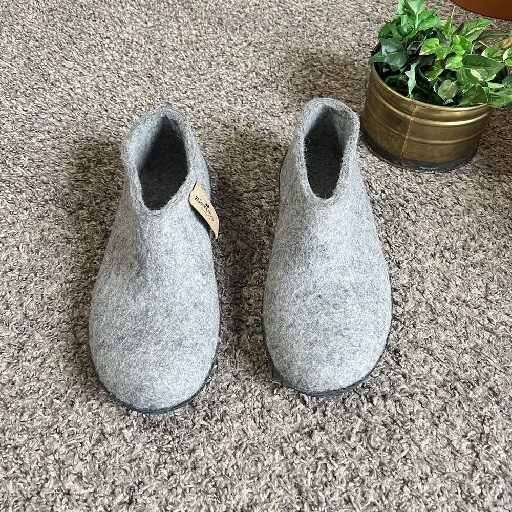 NEW NWT Glerups Mens Size 44 US 10.5 Wool Slip On Shoes With Rubber Sole Gray